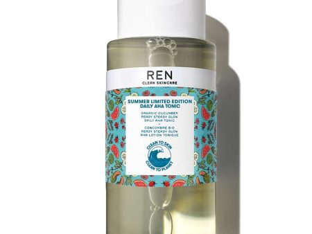 SUMMER LIMITED EDITION DAILY AHA TONIC - Ready steady glow - AHA toning lotion 250ml Organic cucumber REN Clean Skincare Sale