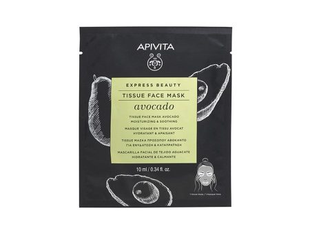 Soothing Avocado Hydrating Cloth Face Mask 10ml Express Beauty Apivita For Discount